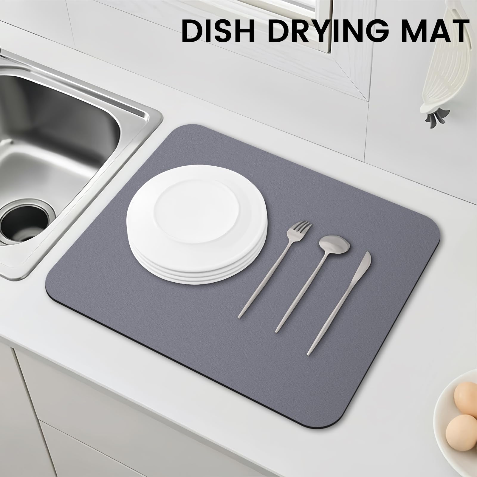 WISELIFE dish drying mat in five colors to match kitchen decor