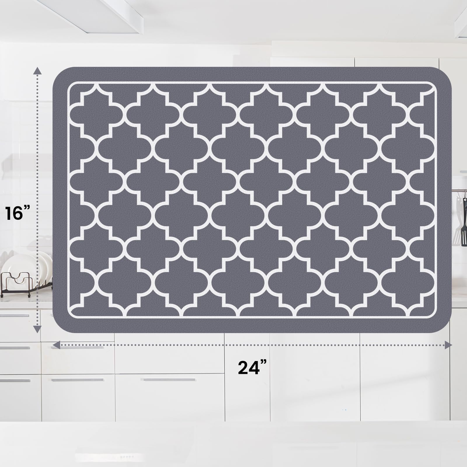 WISELIFE dish drying mat four-leaf-clover pattern adds style while drying dishes.