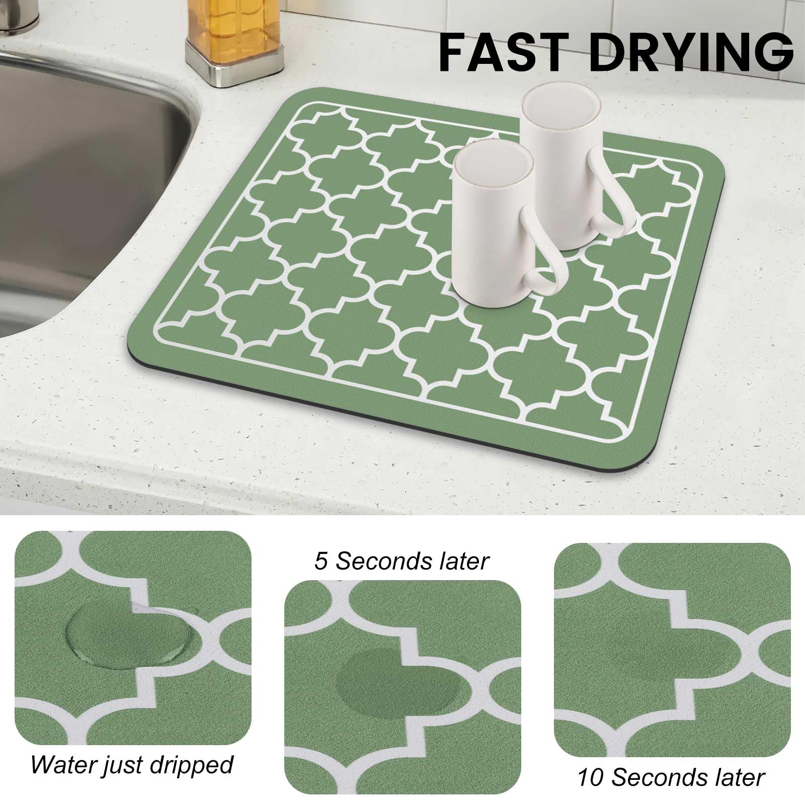 WISELIFE dish drying mat rolls up easily for compact storage.