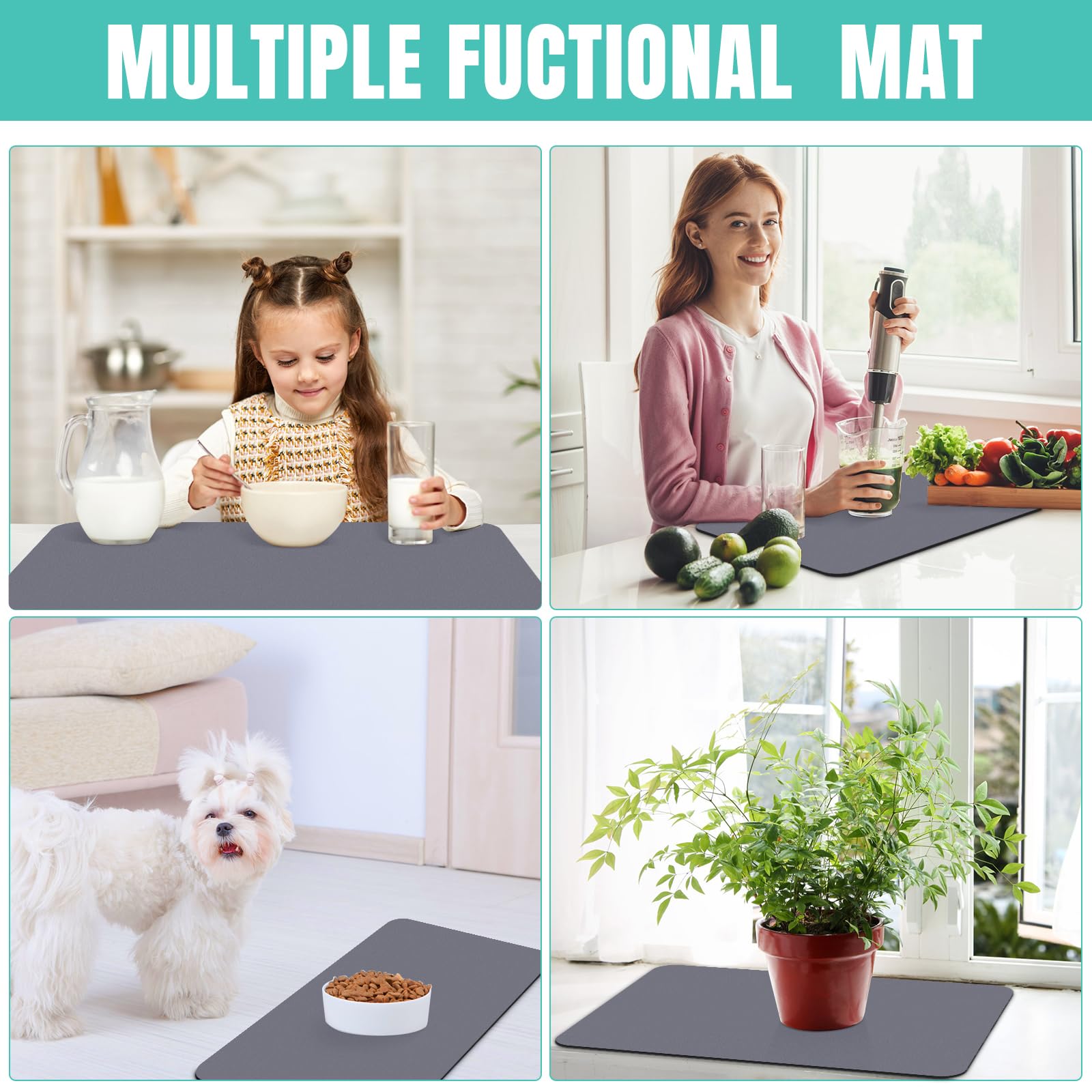 WISELIFE easy-clean dish mat rolls up for compact storage