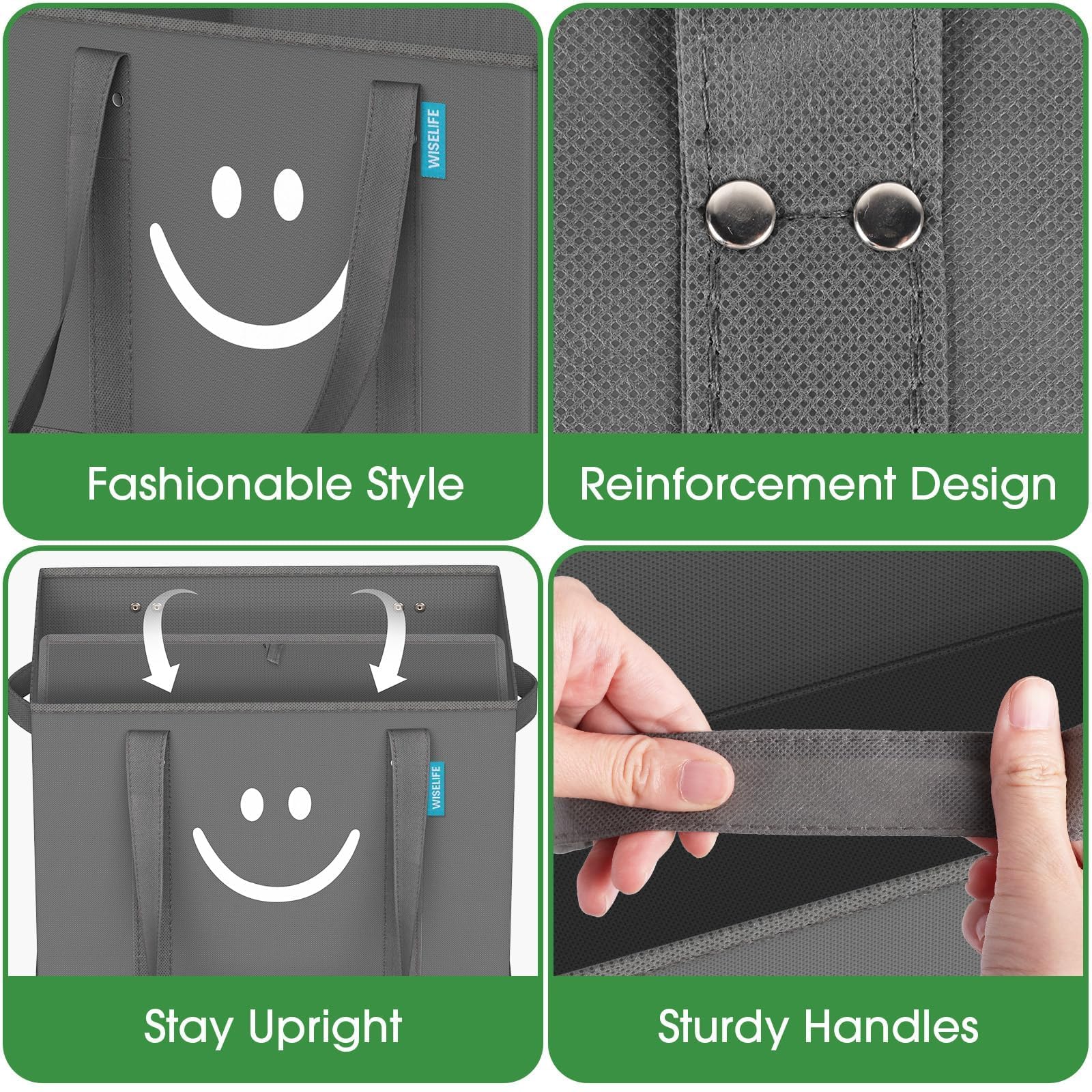 Heavy duty non woven fabric bag stands up when opened