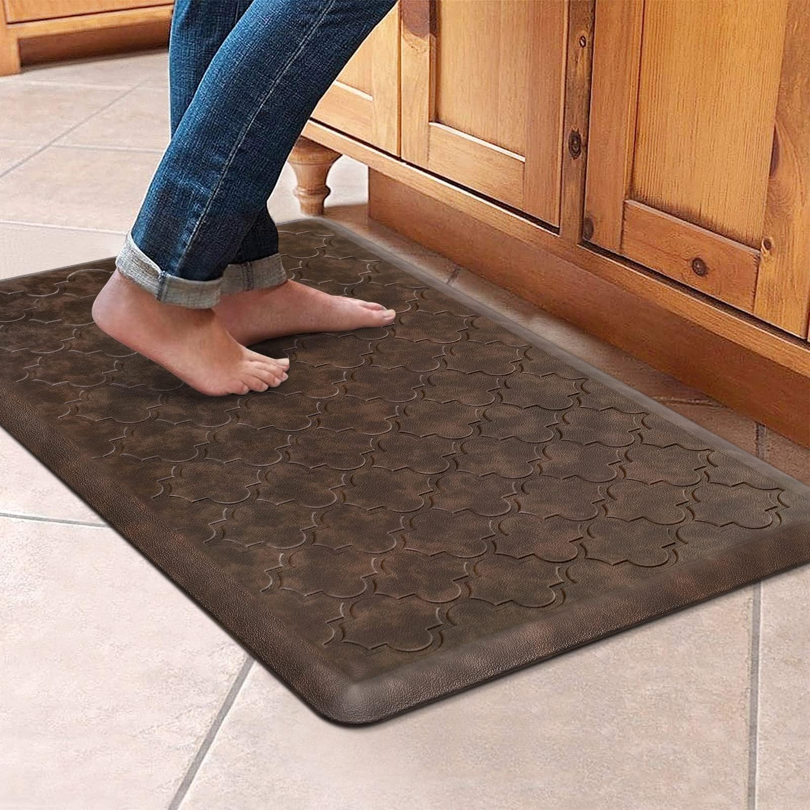 WISELIFE kitchen mat cushioned foam top for comfortable standing during cooking.