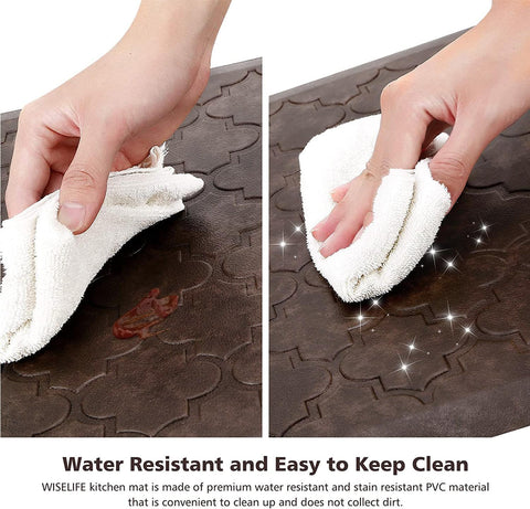 WISELIFE easy-clean mat wipes clean quickly after spills and splashes.