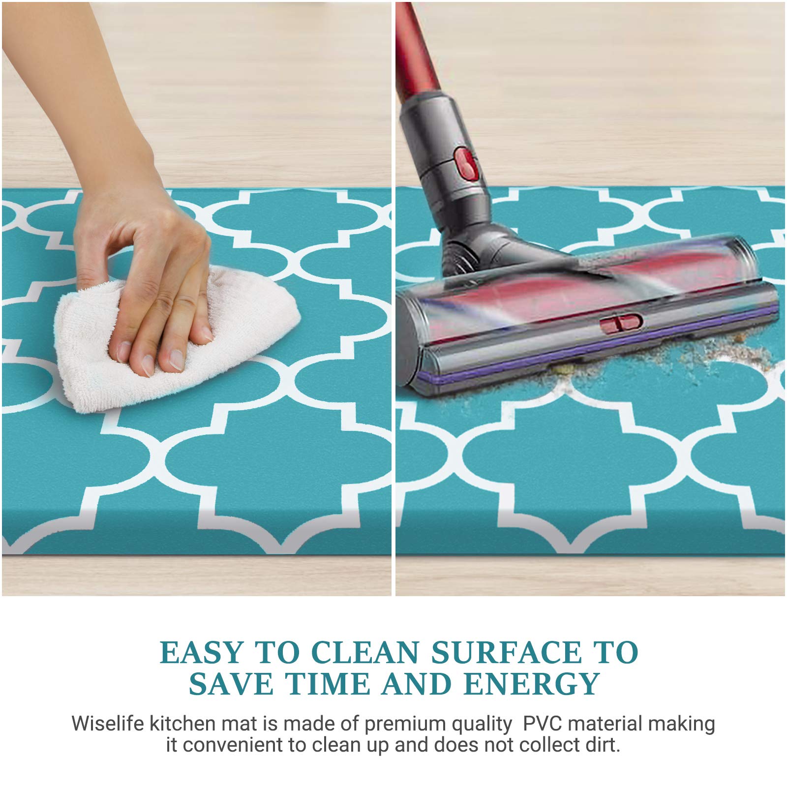 WISELIFE ergonomic coverage offers a large standing area for kitchen, laundry, or office tasks.
