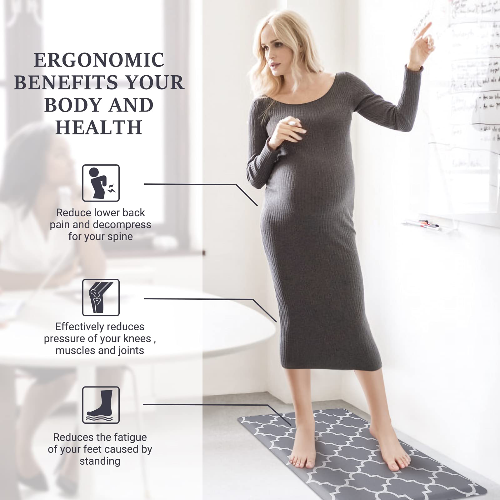 WISELIFE kitchen mat by the sink area supports comfortable standing.