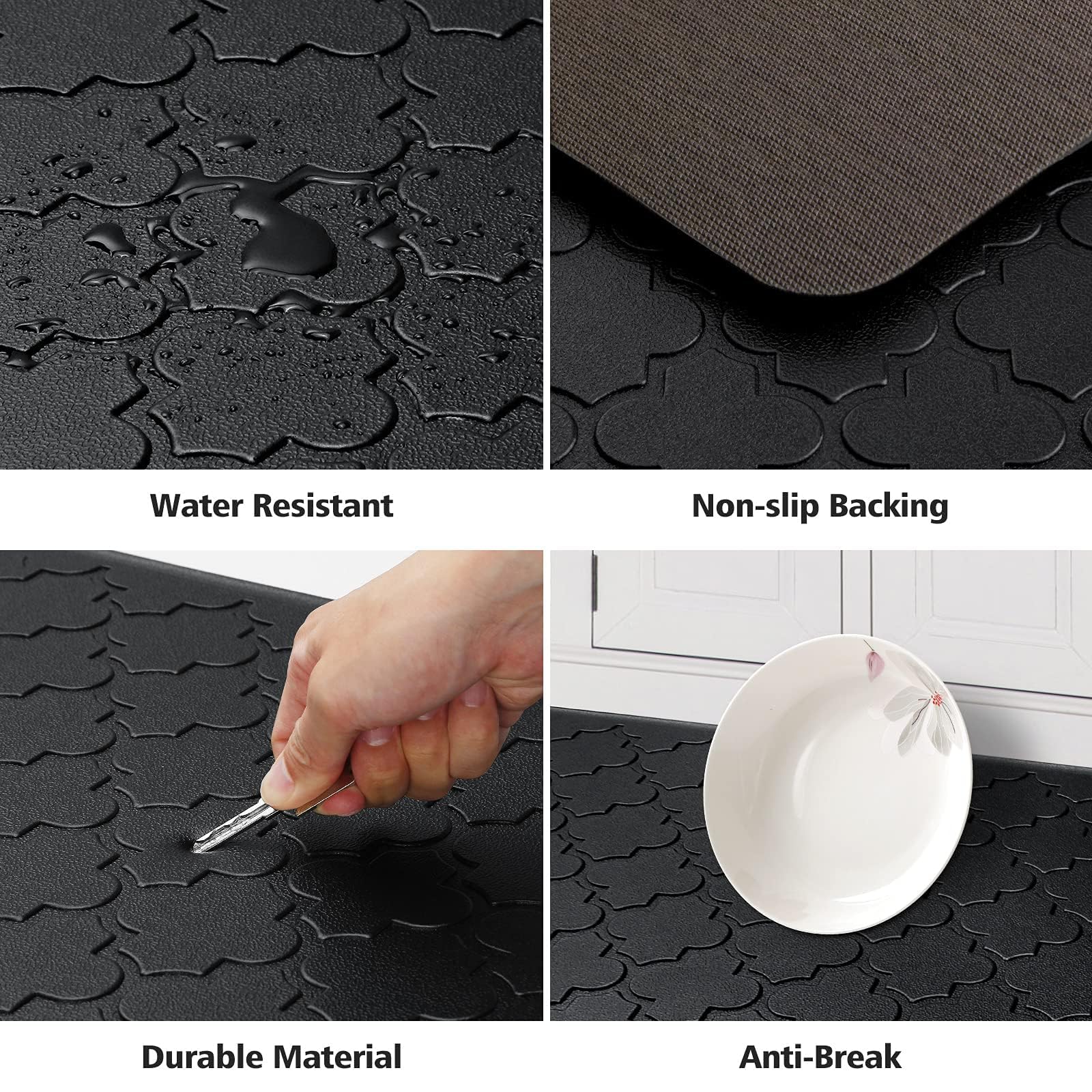 WISELIFE kitchen mat textured top surface provides grip and water resistance