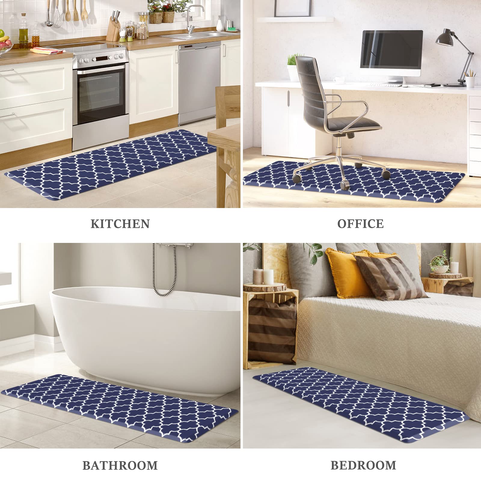 WISELIFE Kitchen Runner beveled-edge design reduces tripping in busy spaces.