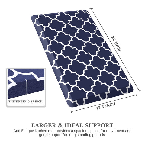 WISELIFE Kitchen Runner blue mat features non-slip bottom for stable use.