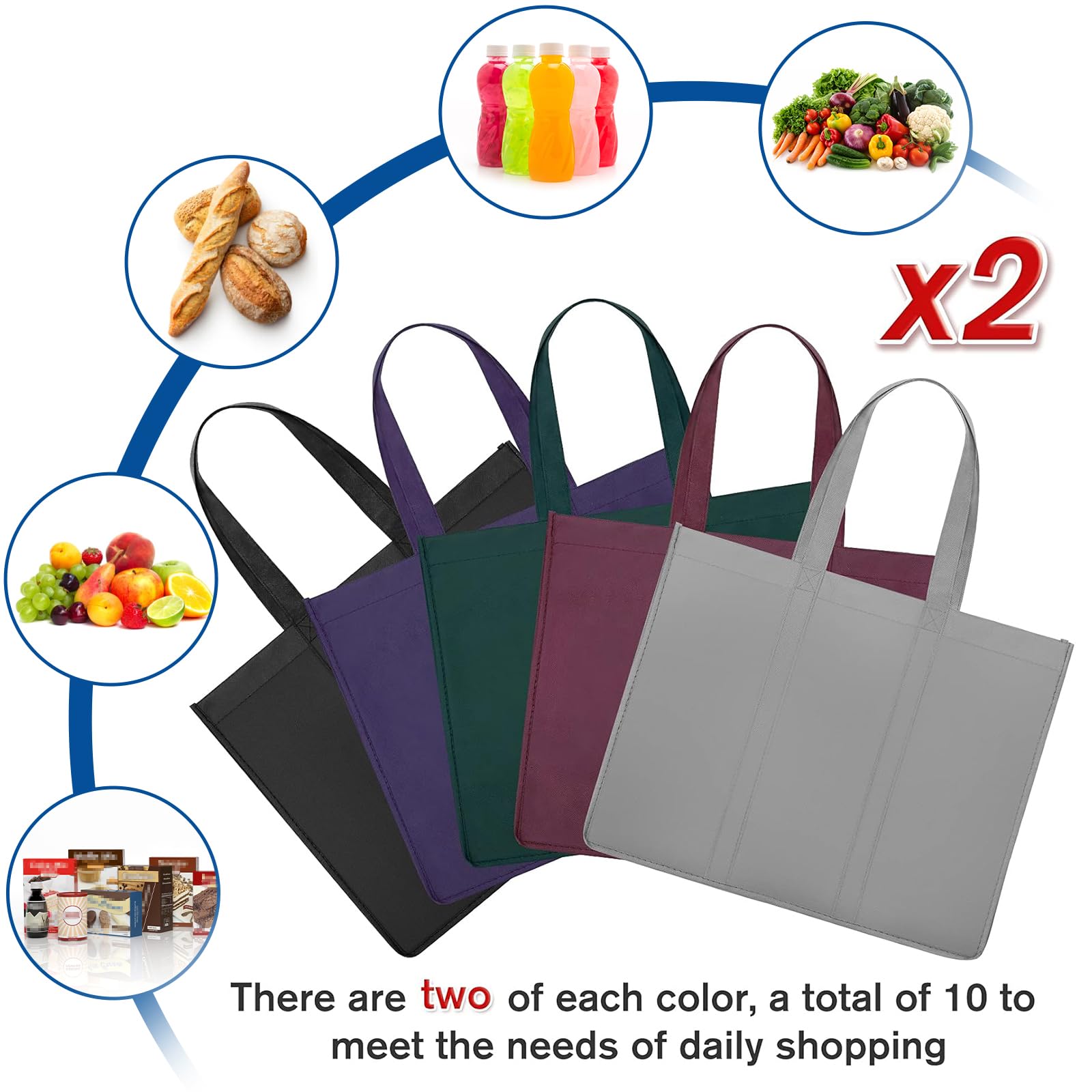 WISELIFE long-handle tote lets you carry bags comfortably by hand or over the shoulder.