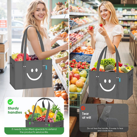 Reusable tote suited for groceries laundry picnics and travel