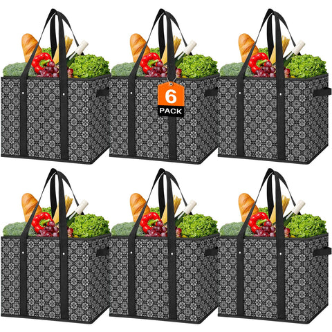 WISELIFE six-pack bags foldable and open, perfect for groceries on the go
