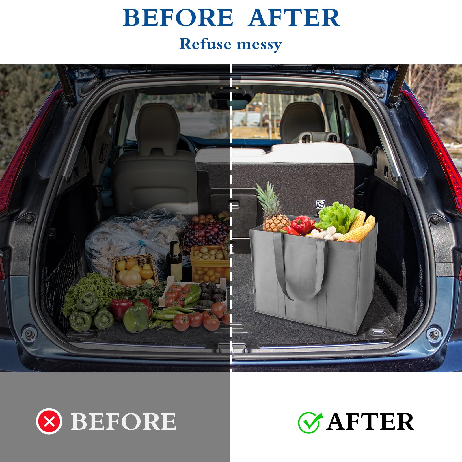 WISELIFE sturdy rip-stop fabric tote supports heavy loads up to 50 lbs.