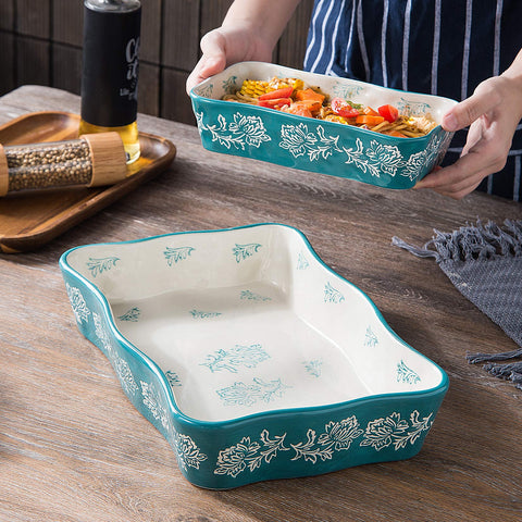 Wisenvoy ceramic casserole dish close-up pattern decor