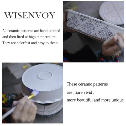 Wisenvoy hand-painted dish as a stylish countertop display and practical bakeware