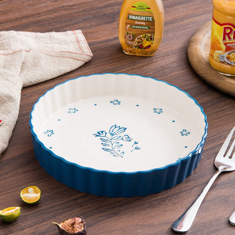 Wisenvoy pie pan with fluted edge enhances crust and presentation.