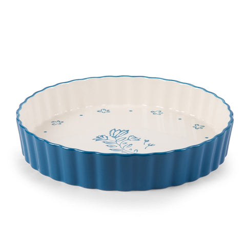 Wisenvoy nine-inch deep-dish pie pan in porcelain for even baking.