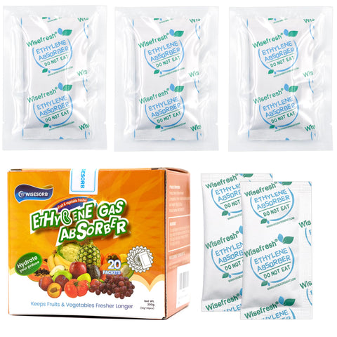 Wisesorb ethylene absorber packet in fridge preserving produce freshness