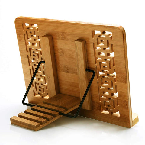 Wishacc bamboo book stand dimensions 13.2 by 9.2 inches for versatile use