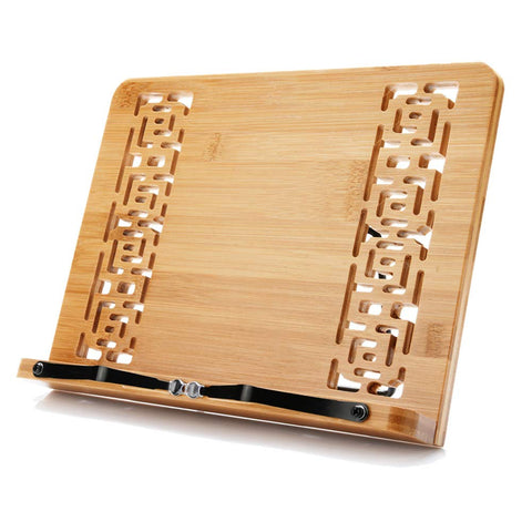 Wishacc bamboo book stand with stable base for hands-free reading