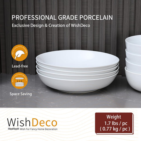 WishDeco stackable white dining bowls save kitchen space