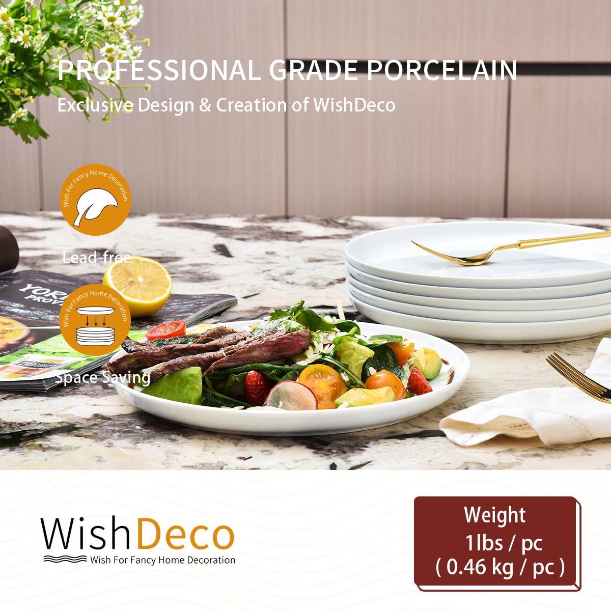 WishDeco white glaze surface presents a clean, modern table setting.