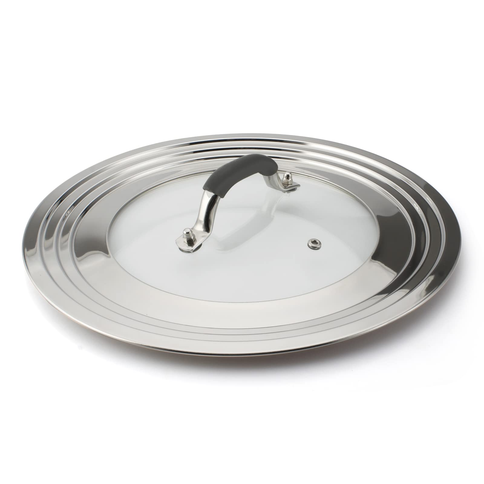 WishDirect 15 Inch universal lid in stainless steel suitable for many pans.