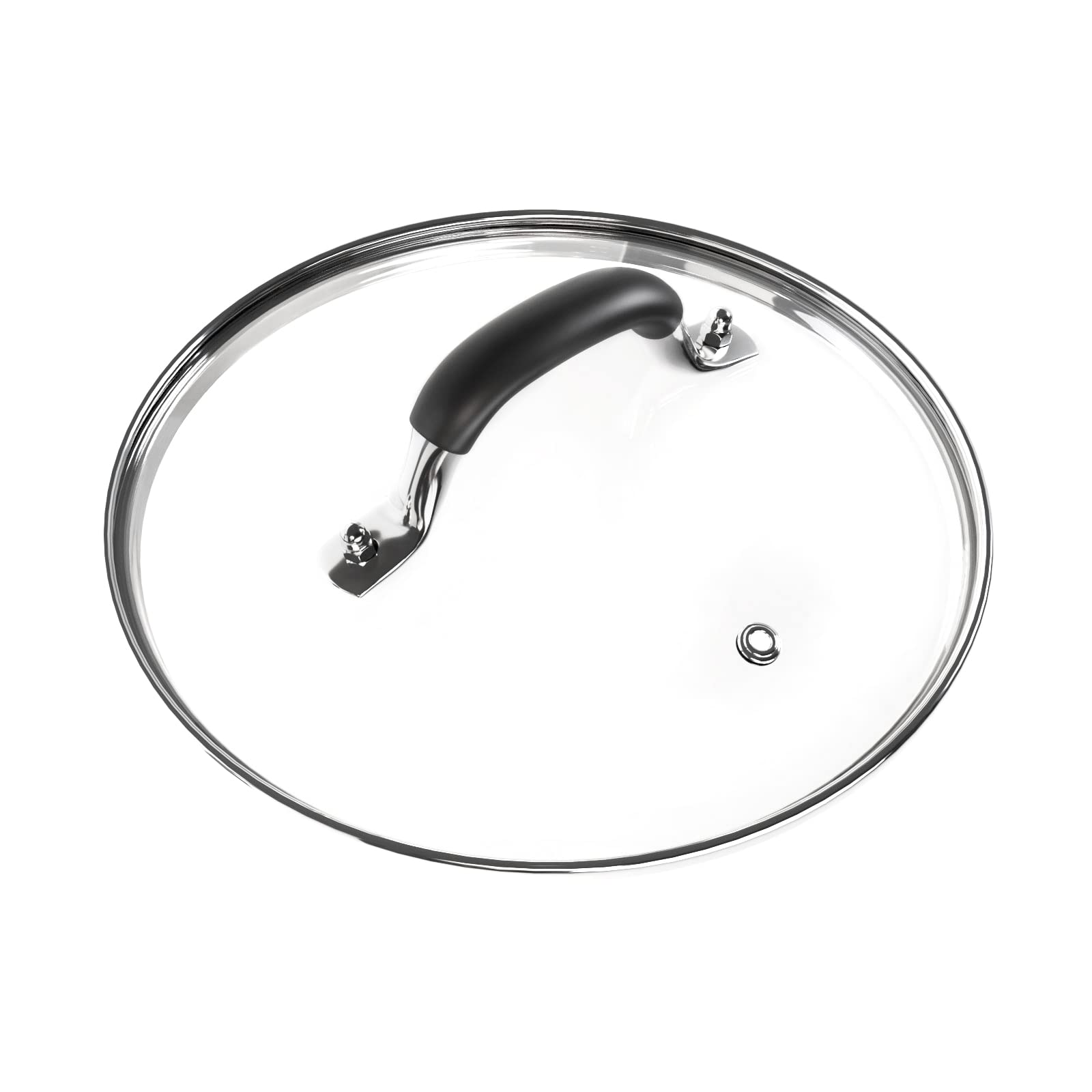 WishDirect 8-inch tempered-glass lid, front view, clear monitoring for simmering meals