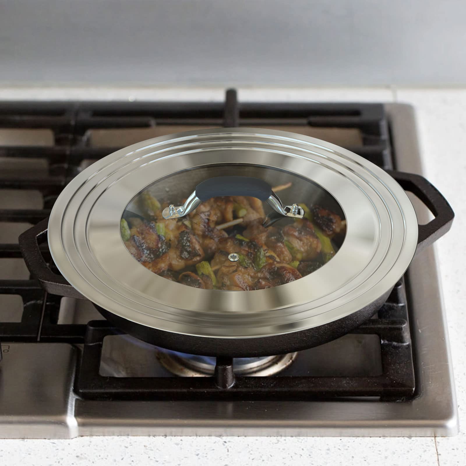 WishDirect durable lid designed for high-heat cooking on pans and woks.