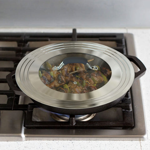 WishDirect durable lid designed for high-heat cooking on pans and woks.