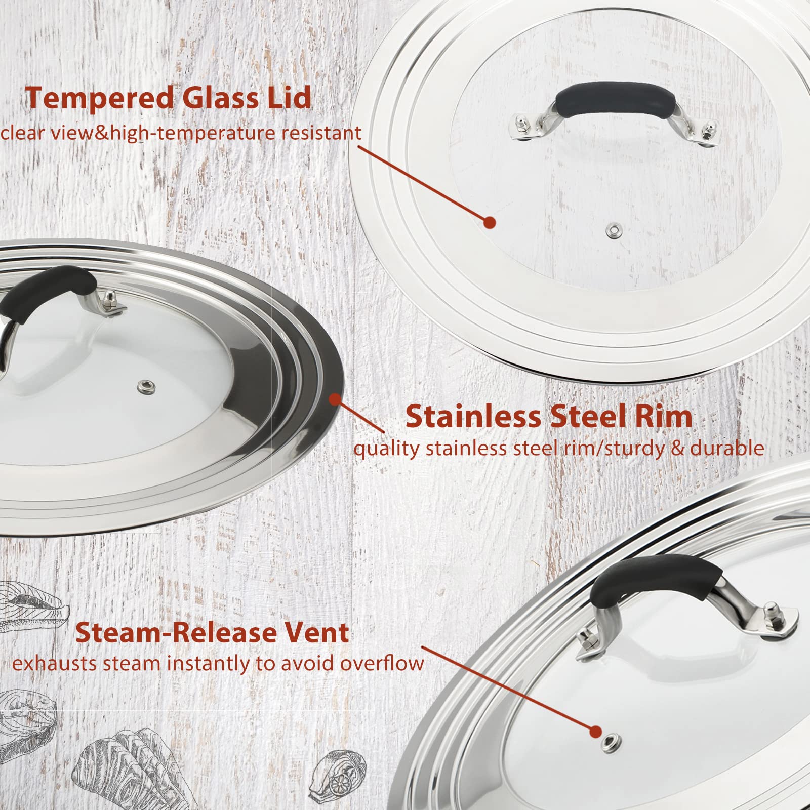 WishDirect tempered-glass lid provides a clear view for monitoring cooking.