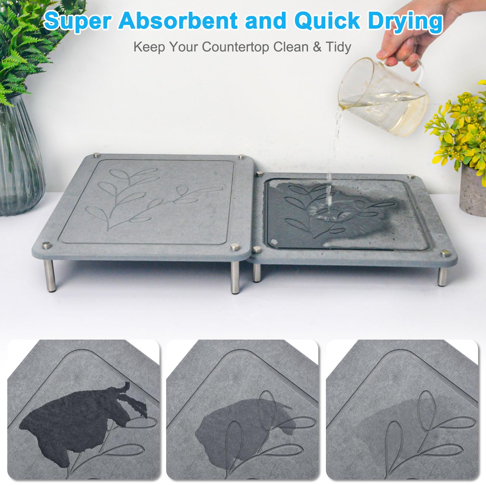 Wishfly leaf drying mat medium, versatile drainage for utensils