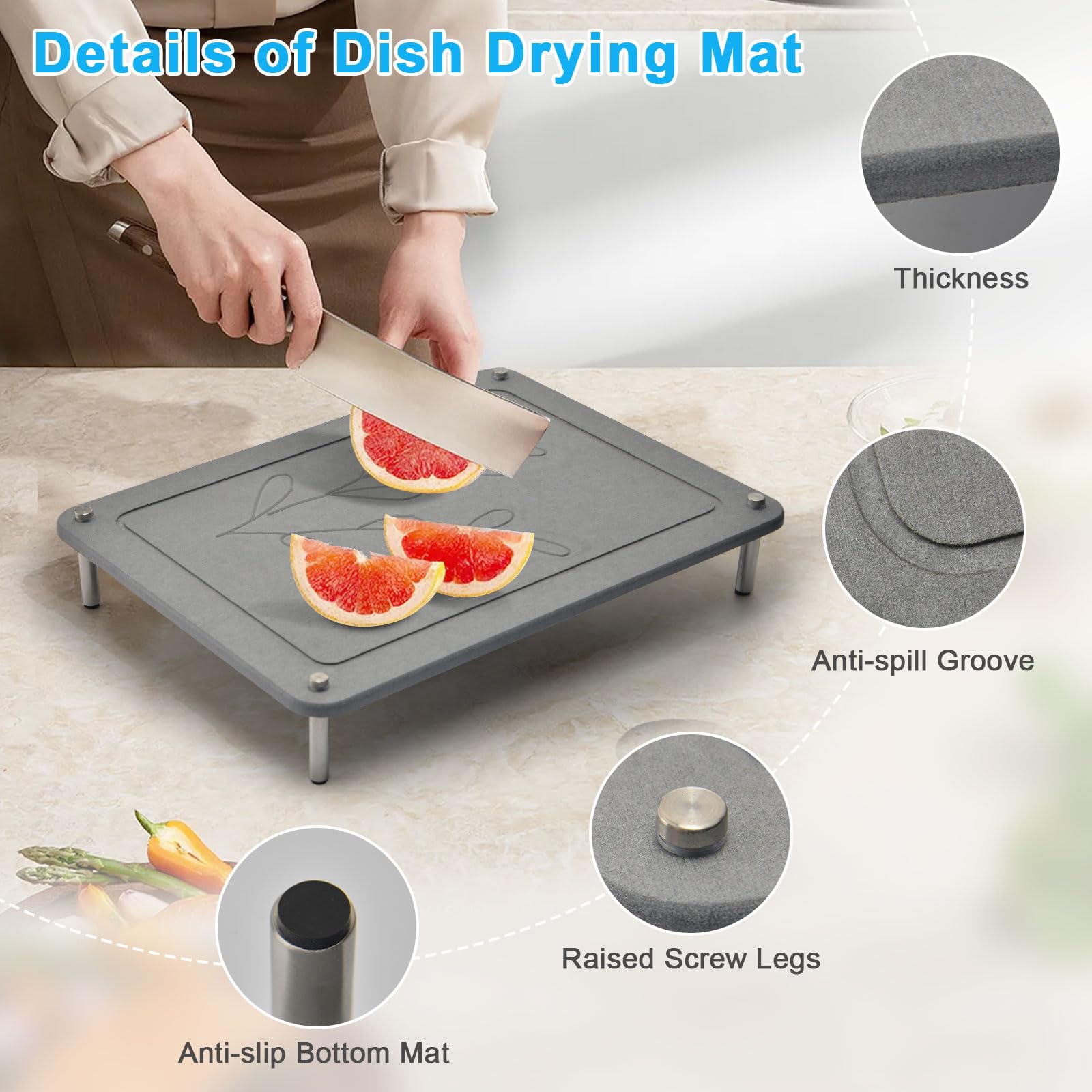 Wishfly non-slip feet, stable on slick countertops