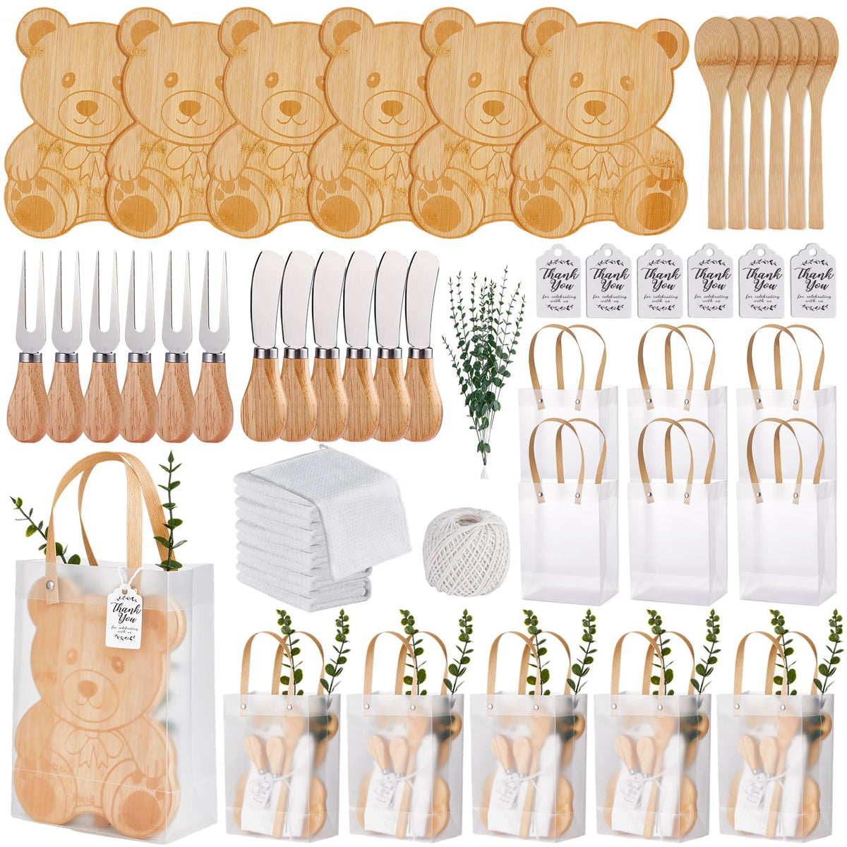 Wishfond bear-shaped cheese boards bundle, perfect as stylish baby shower prizes.
