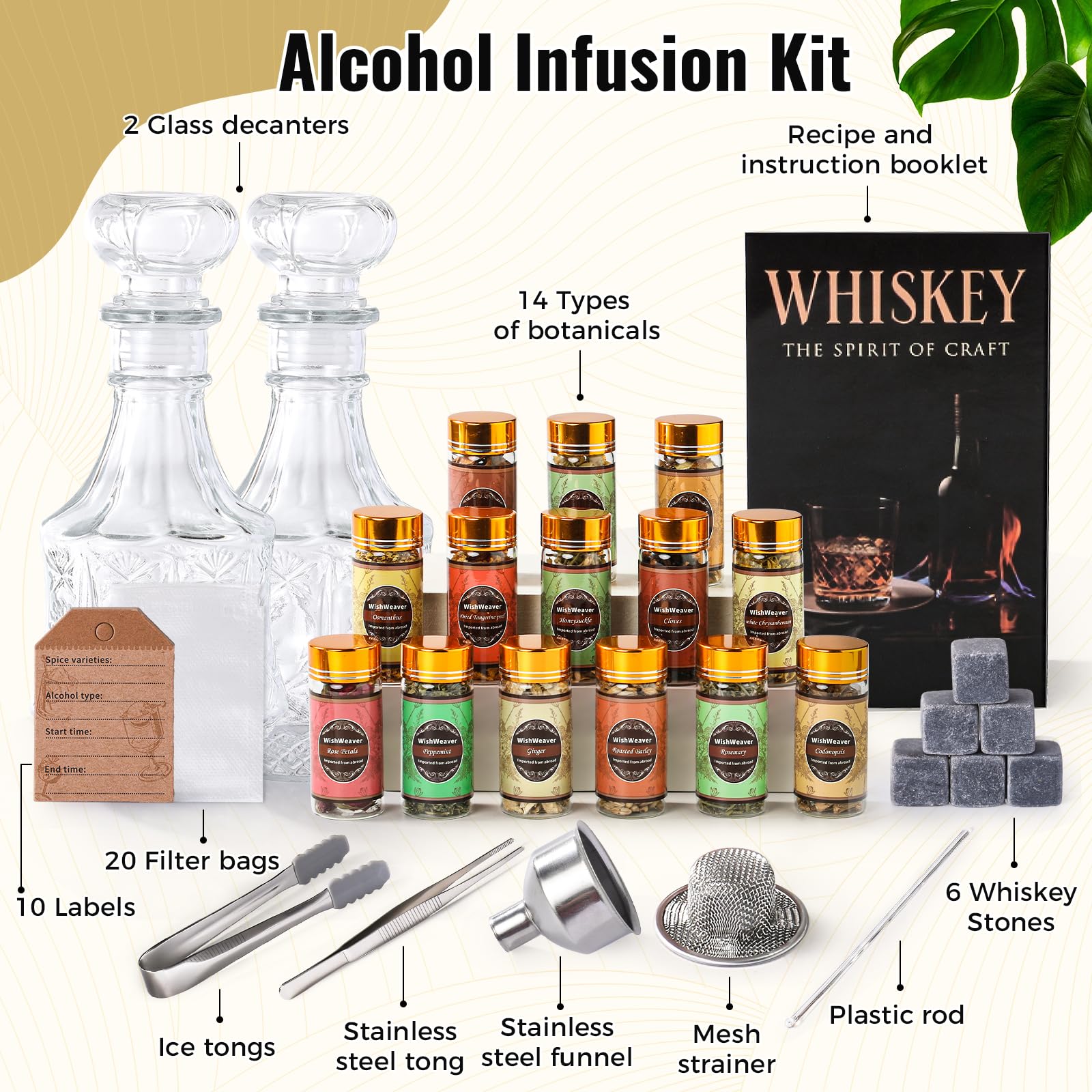 WishWeaver 14 botanicals set for custom spirit flavor creation.
