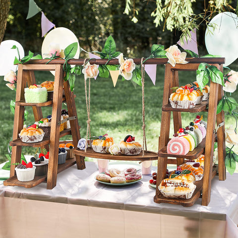 Wisreach serving platter on a sturdy three-tier display for party foods.