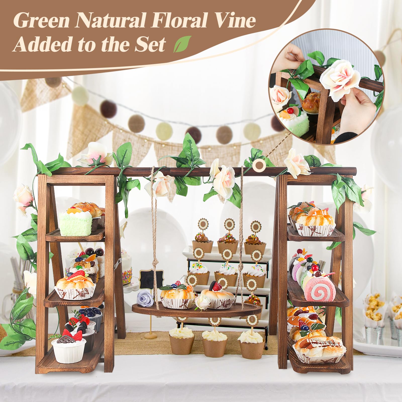 Wisreach wooden pattern finish adds rustic appeal to the stand.