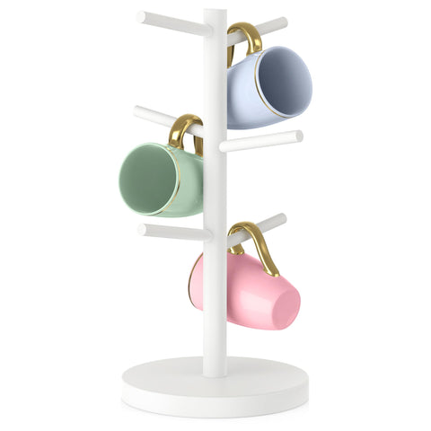Wisuce bamboo mug holder tree with sturdy base for stable countertop display