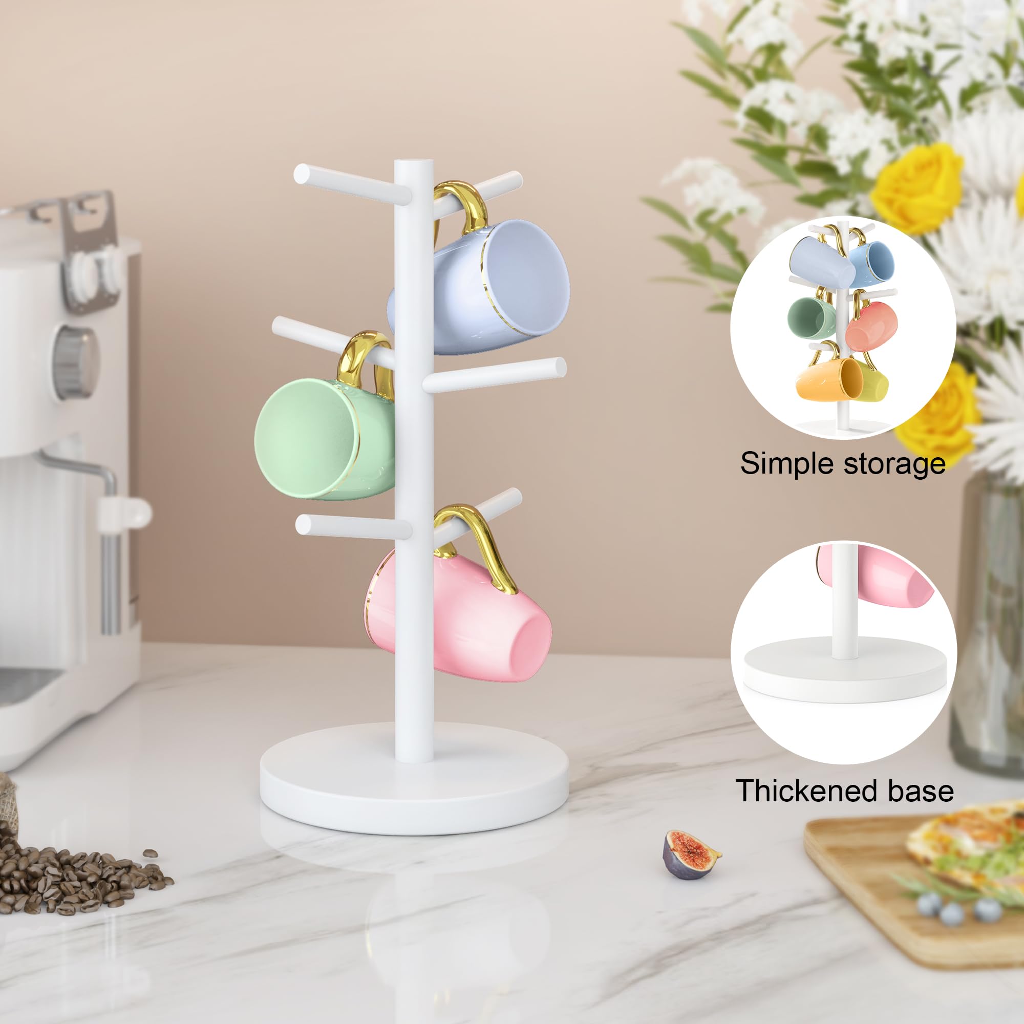Wisuce six-hooks mug rack keeps mugs organized and accessible