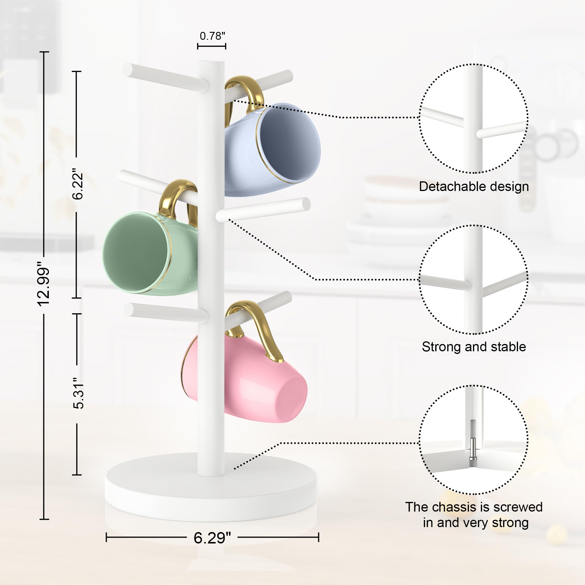 Wisuce tabletop display in white enhances kitchen decor and accessibility
