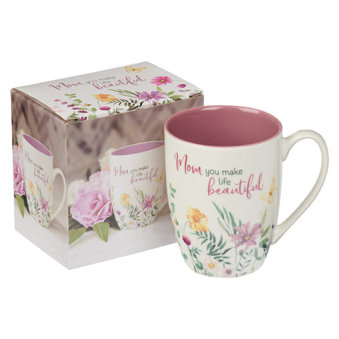 WITH LOVE mug featuring purple wildflowers, ideal for garden-loving moms