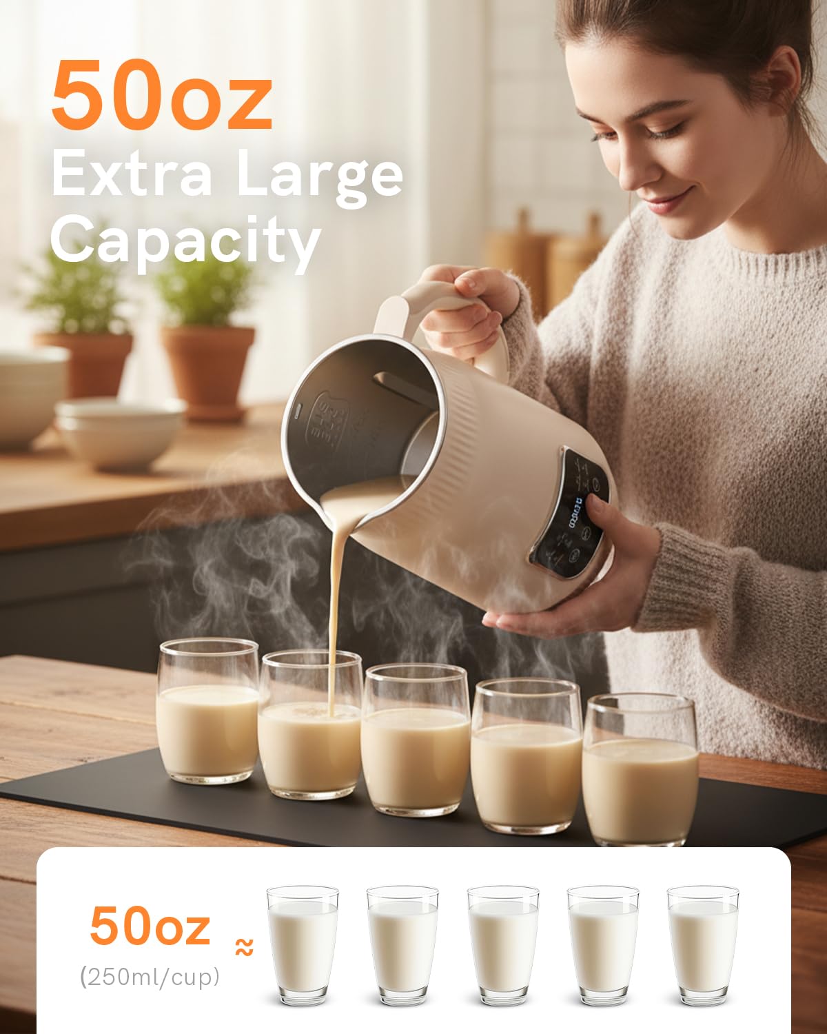 WitLion 8-in-1 design for soy, almond, and oat milk and more.