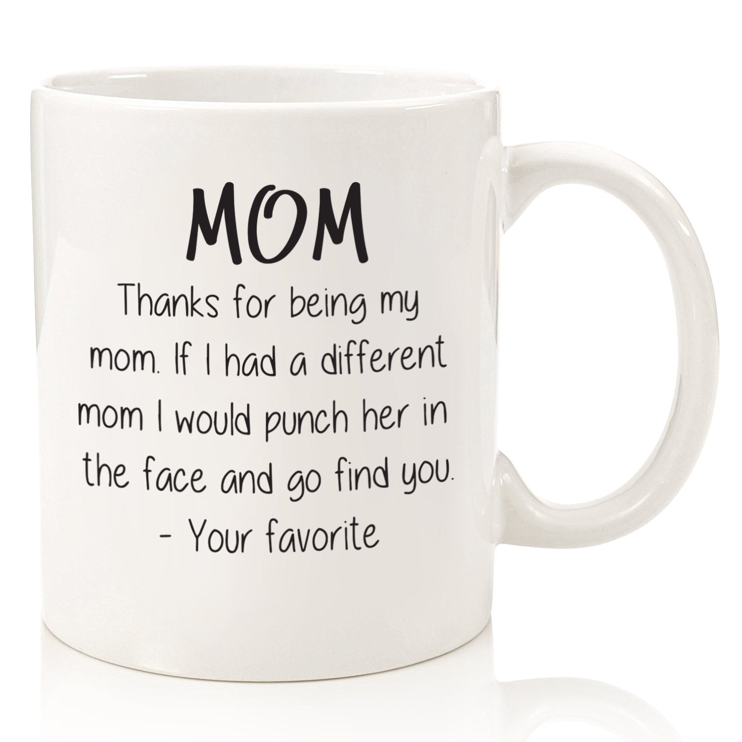 Wittsy Glassware mom mug front view shows bold playful gift for Mom