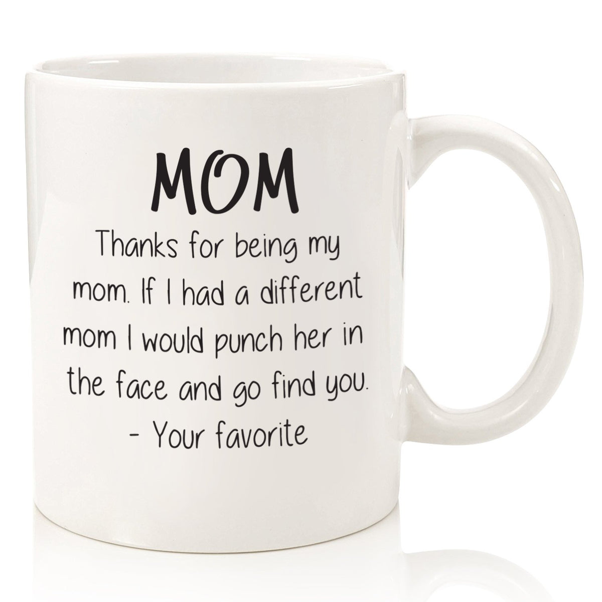 Wittsy Glassware mom mug front view shows bold playful gift for Mom