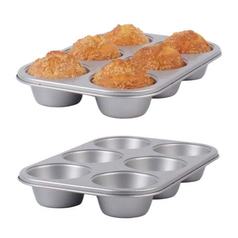 Wivplik two-pack jumbo muffin pan with six cups for large batch baking