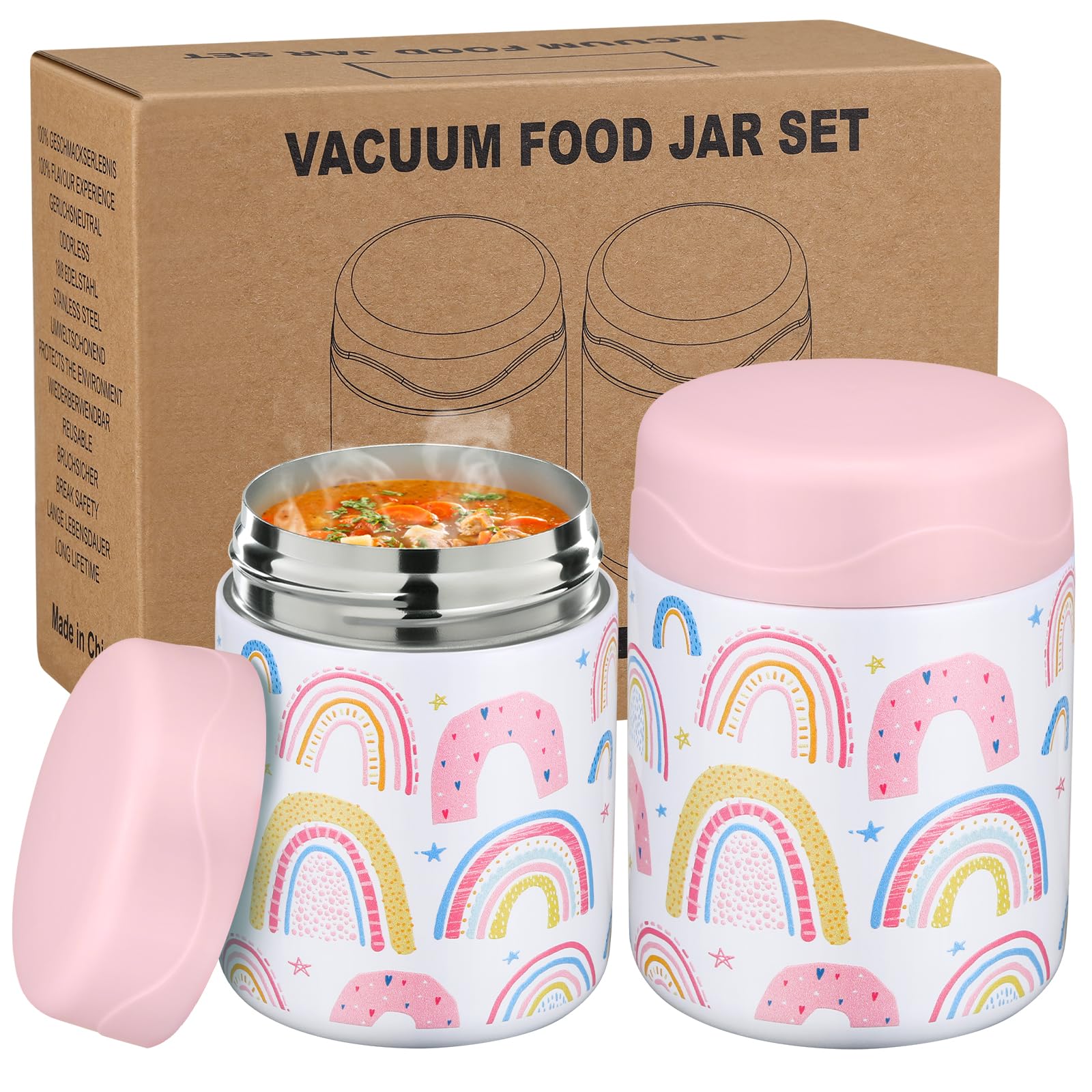 wiwens 12oz insulated food jar with wide mouth for easy filling and quick cleaning.