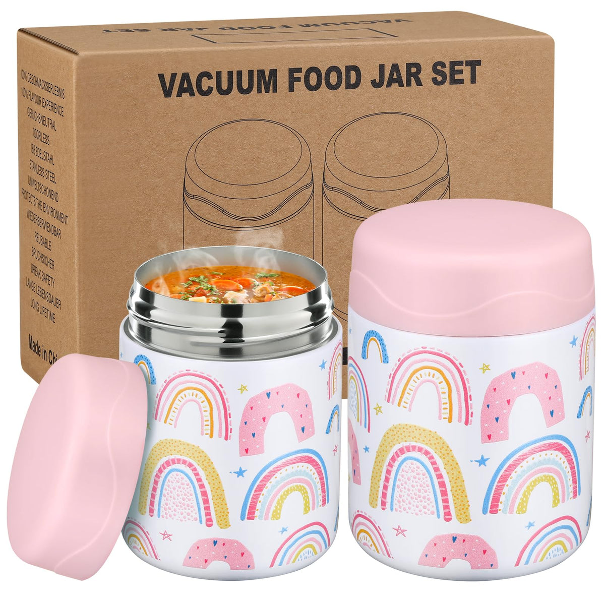 wiwens 12oz insulated food jar with wide mouth for easy filling and quick cleaning.