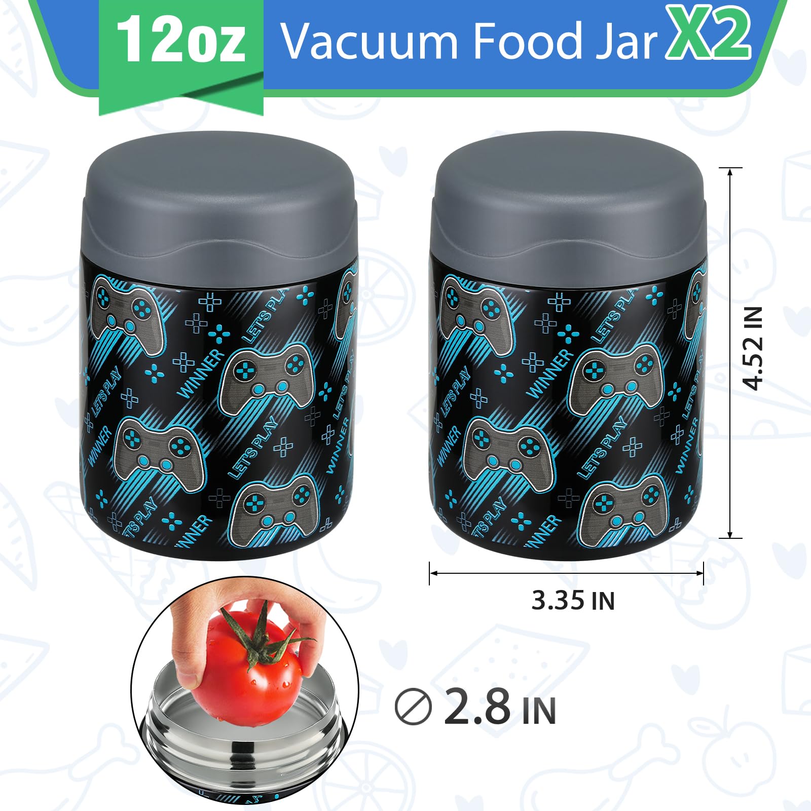 Wiwens hot pasta or soup fits neatly in the 12oz jar.