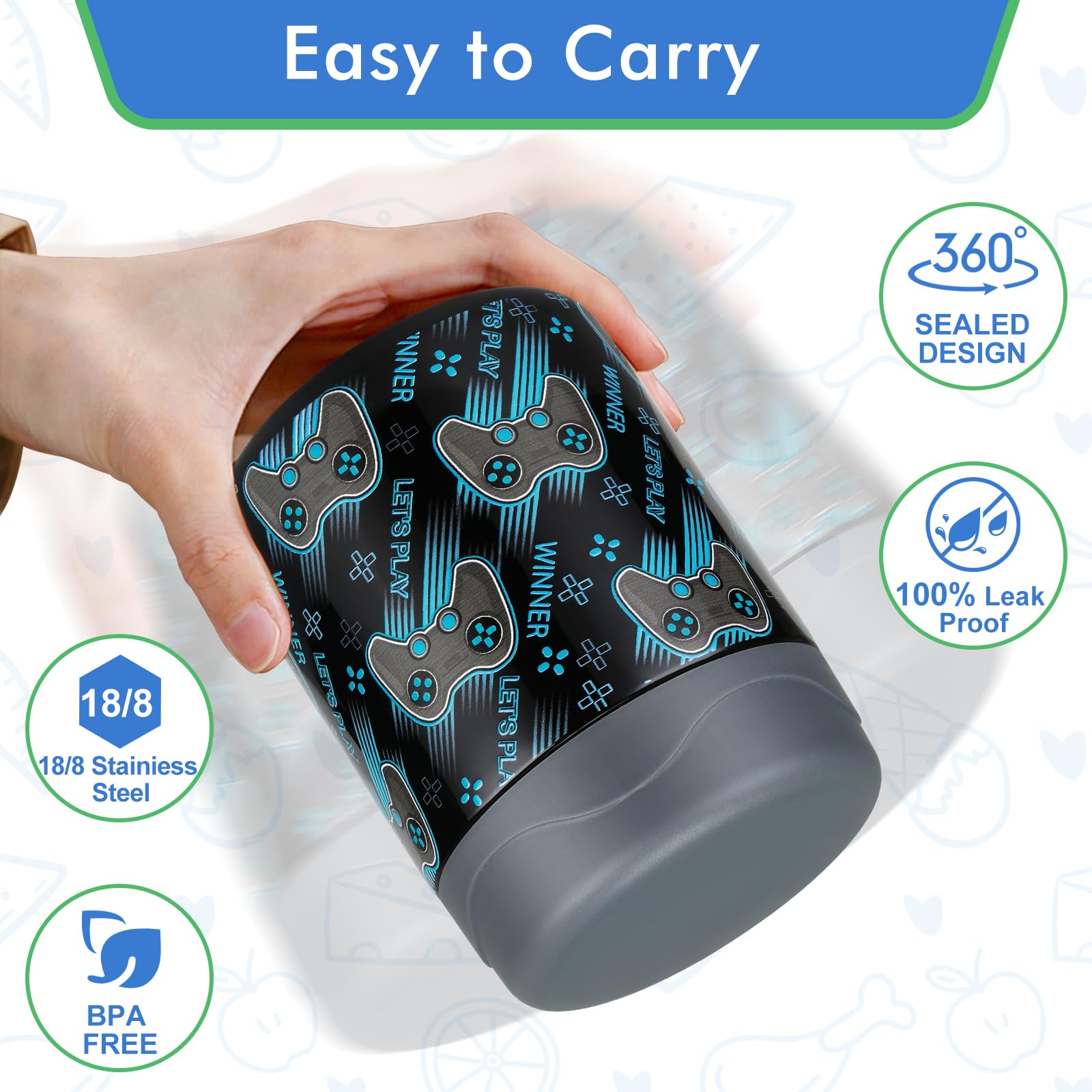 Wiwens leak-proof silicone gasket visible, ensuring leak-free lunch bags.