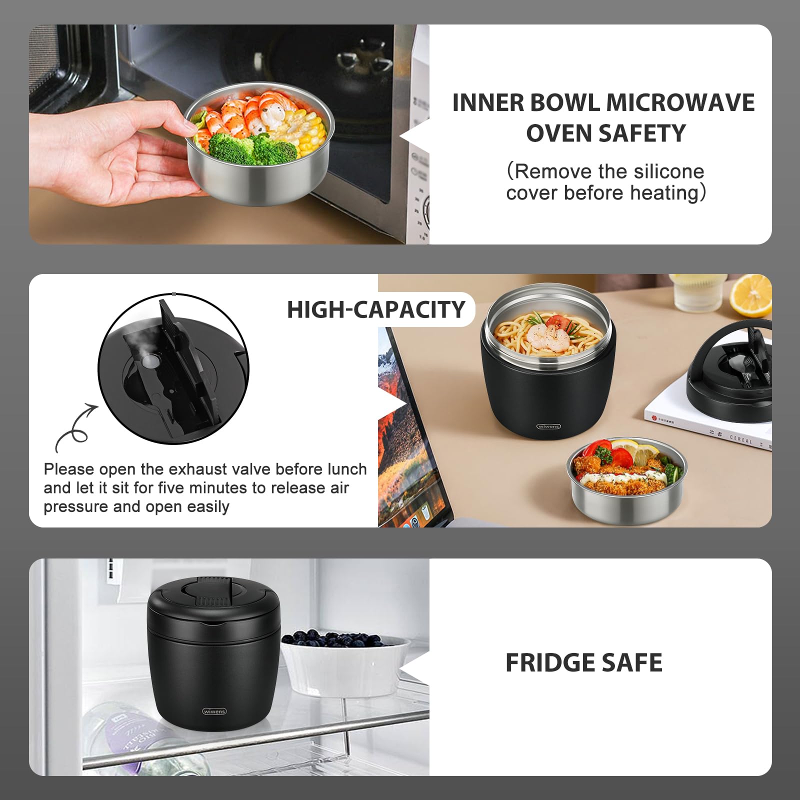 wiwens Thermo Food Jar 32oz capacity for adults and teens