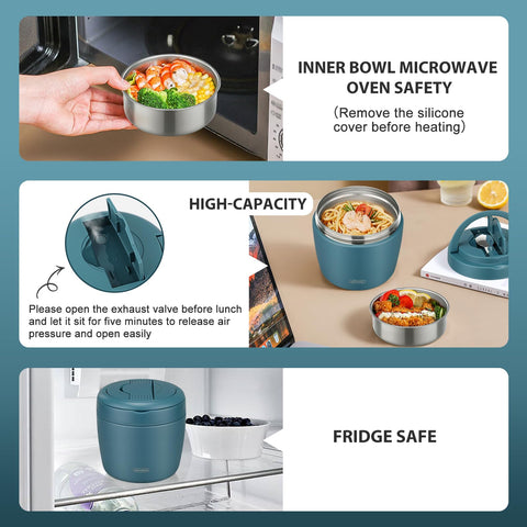wiwens Thermo Food Jar cap and spoon storage demonstrates compact portability